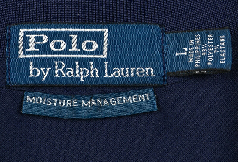 Polo Ralph Lauren Men's Sz Large Big Pony Navy Blue Diagonal Stripe Shirt