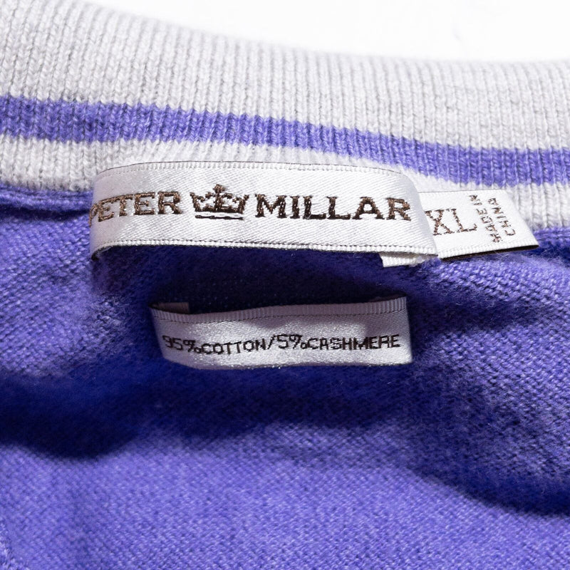Peter Millar Sweater Vest Men's XL Cotton Cashmere Pullover 1/4 Zip Purple Golf