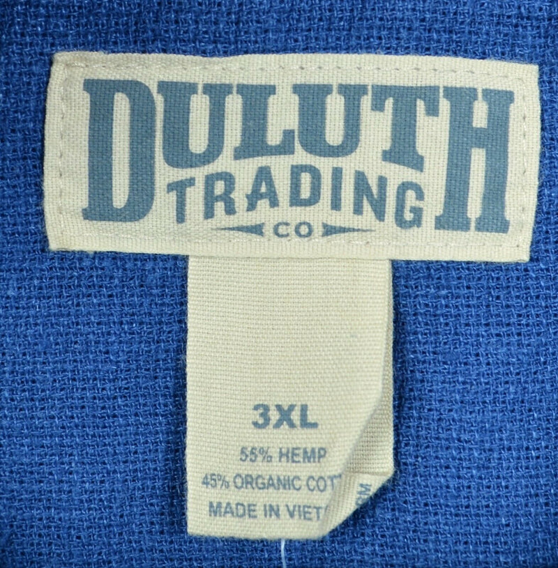 Duluth Trading Co Men's 3XL Hemp Organic Cotton Blend Blue Button-Down Shirt