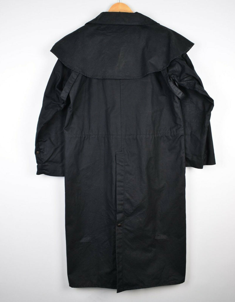 Outback Bush Trader Oilskin Waxed Cowboy Duster Trench Coat Black Men's Small