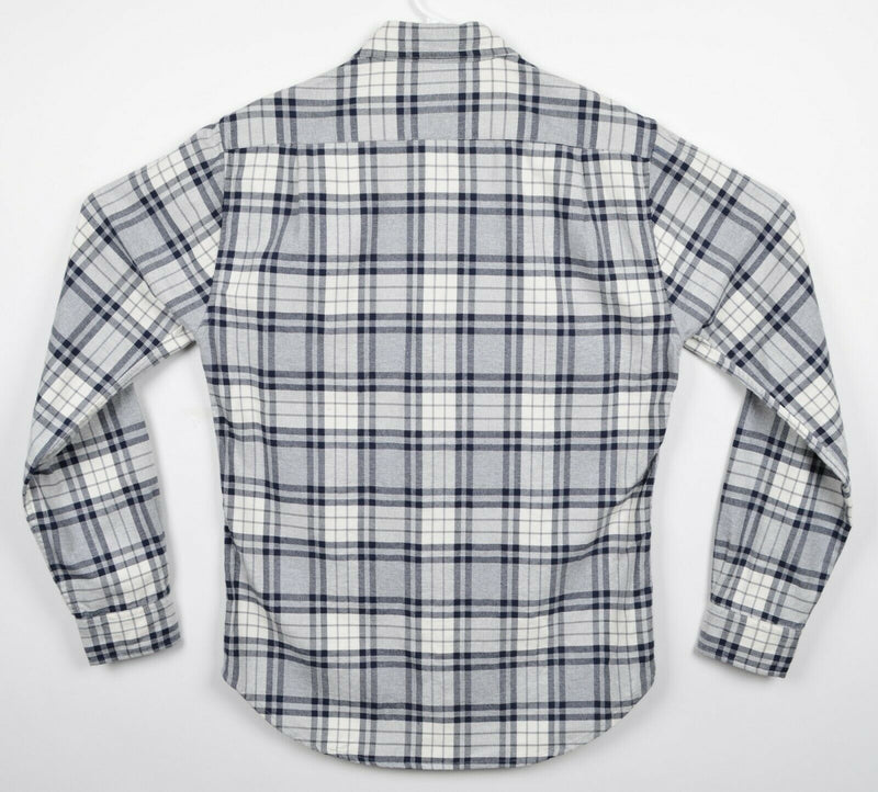 Bonobos Men's Sz Small Standard Fit Gray Cream Plaid Button-Front Flannel Shirt