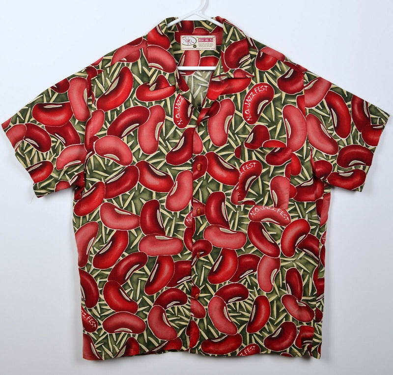 New Orleans Jazz Fest Men's Large Red Beans Art 4 Now HowAhYa Hawaiian Shirt