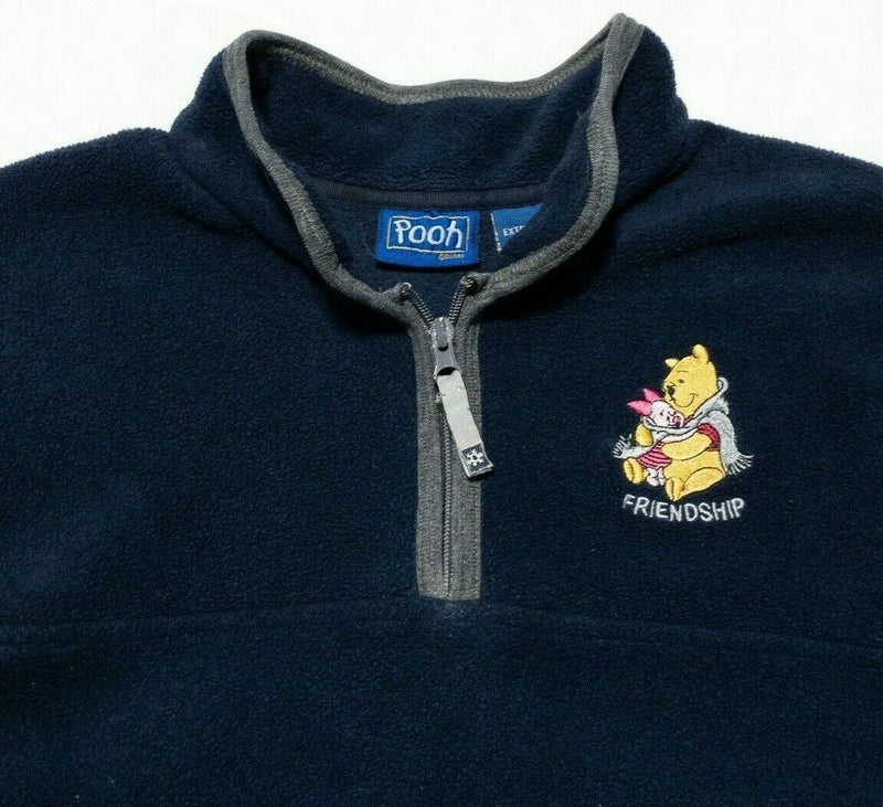 Winnie the Pooh Jacket Adult XL Disney Fleece Friendship Navy 1/4 Zip Pullover