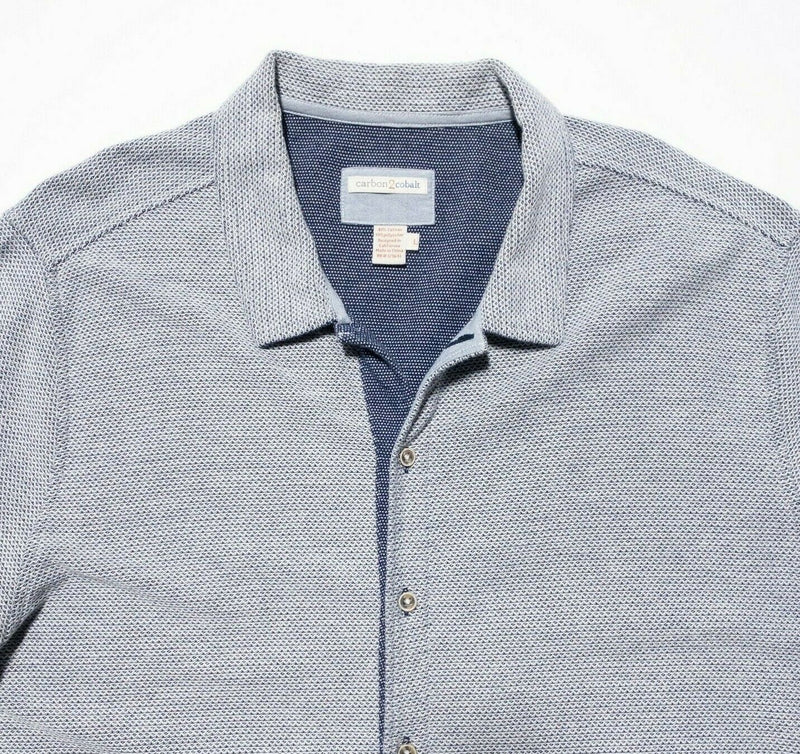 Carbon 2 Cobalt Shirt Large Men's Button-Front Short Sleeve Gray Double Layer