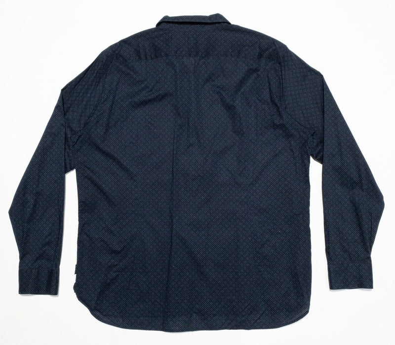 John Varvatos Polka Dot Shirt Men's 2XL Long Sleeve Button-Up Blue Diamond Dot