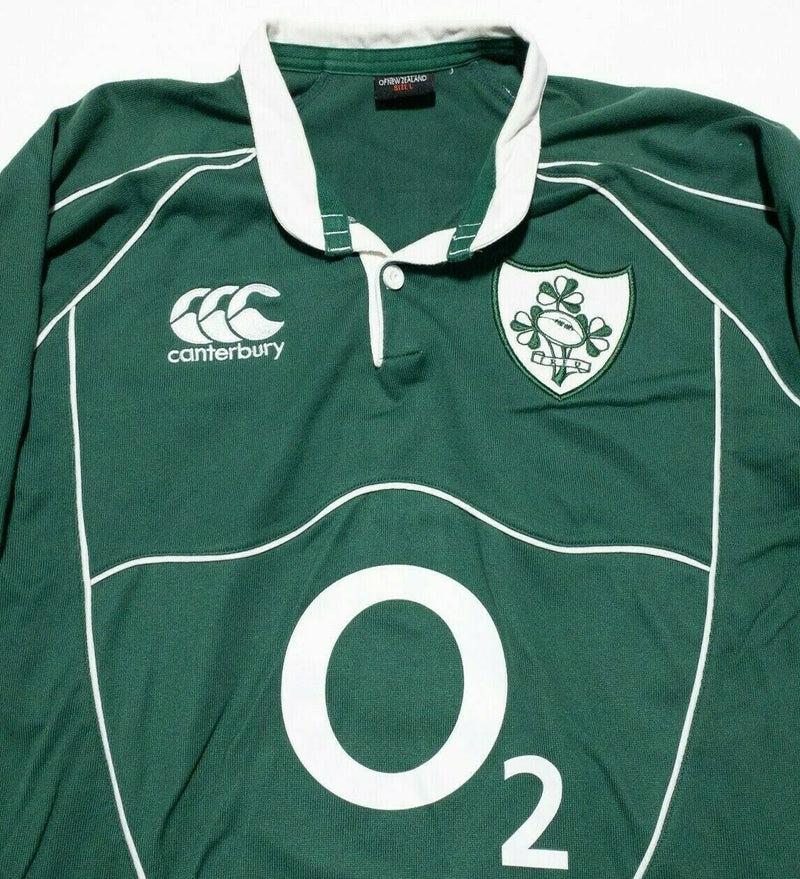 Canterbury Of New Zealand Men's Large Ireland IRFU Rugby Green Long Sleeve Polo