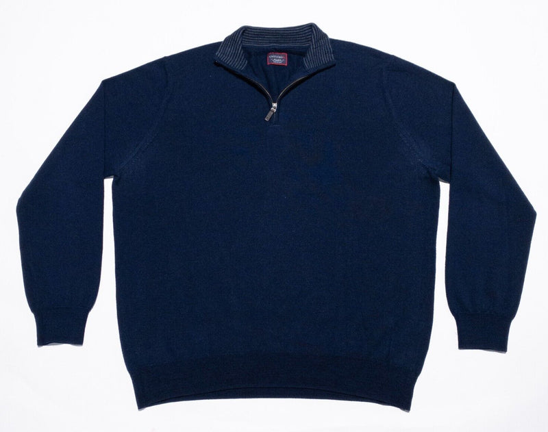 UNTUCKit Sweater Men's 2XL Merino Wool 1/4 Zip Pullover Navy Blue Knit Modern