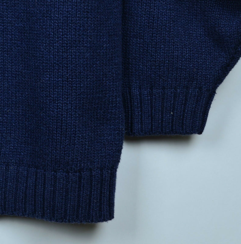 Lands' End Men's Sz 2XL USA Flag Cotton Navy Blue Knit Pullover Sweater