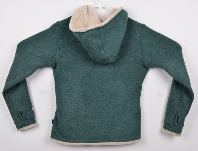 Kuhl Women's Small Alfpaca Fleece Full Zip Hooded Green Fleece Jacket