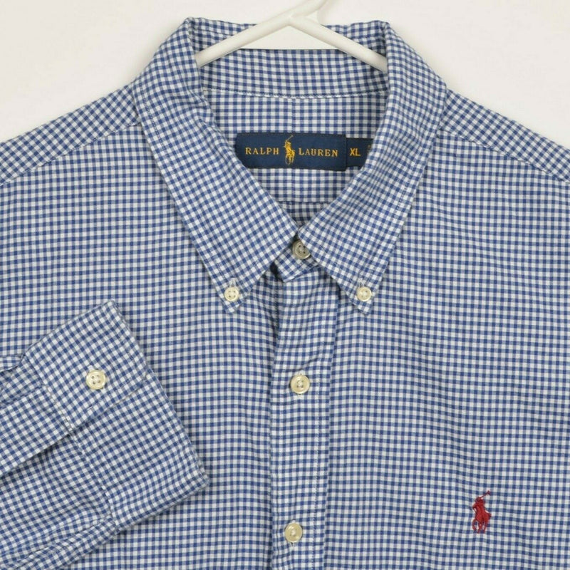 Polo Ralph Lauren Men's XL Blue Shepherd Check Long Sleeve Button-Down Shirt