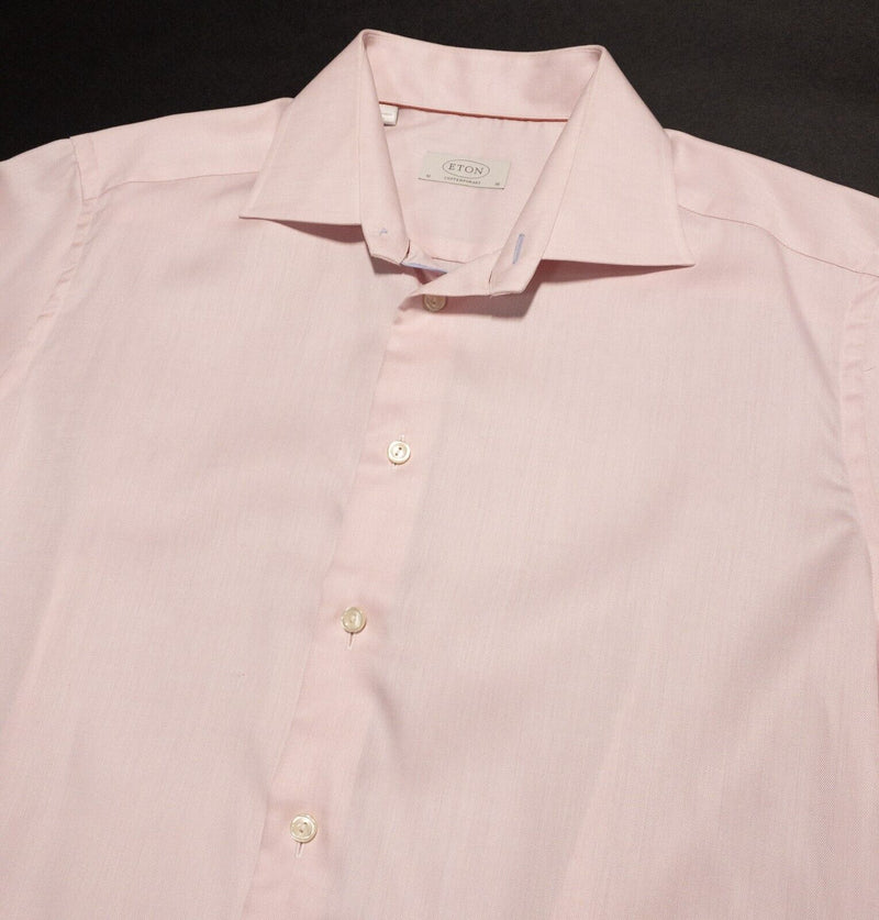 Eton 16 41 Contemporary Men's Dress Shirt Solid Light Pink Spread Collar