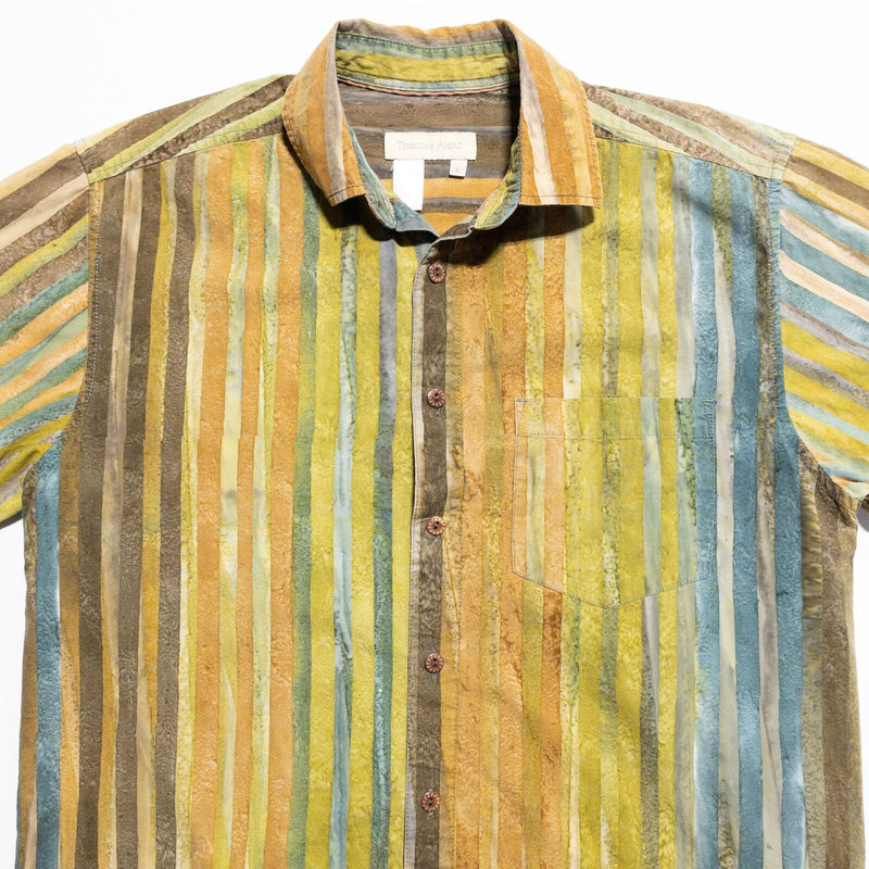 Territory Ahead Shirt Men's Small Colorful Striped Button-Up Short Sleeve Batik