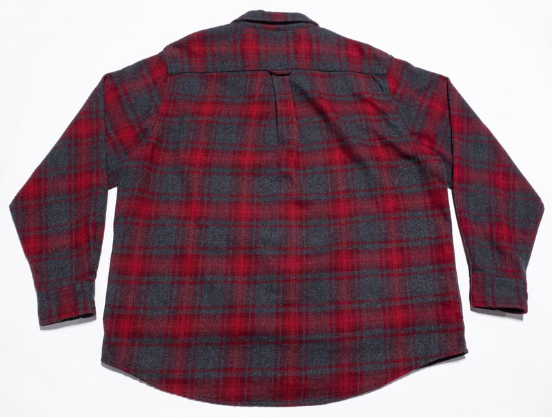 Orvis Flannel Shirt Men's 2XL Red Gray Plaid Heavy Lumberjacket Button-Up