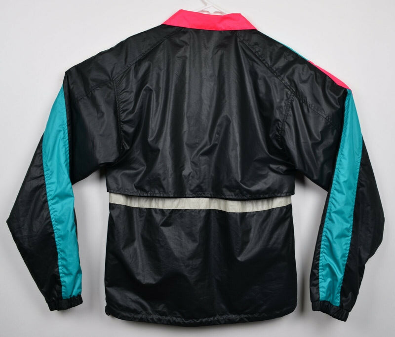 Vtg Pearl Izumi Men's Large Black Neon Pink Reflective Full Zip Cycling Jacket