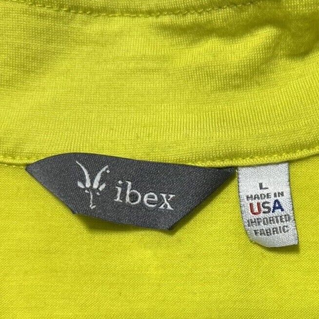 Ibex Cycling Jersey Large Men's Merino Wool Neon Yellow Full Zip Pockets