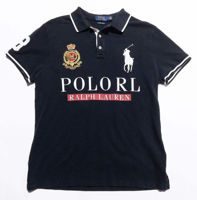 Polo Ralph Lauren Big Pony Shirt Men's Large Slim Black Embroidered Crest Logo