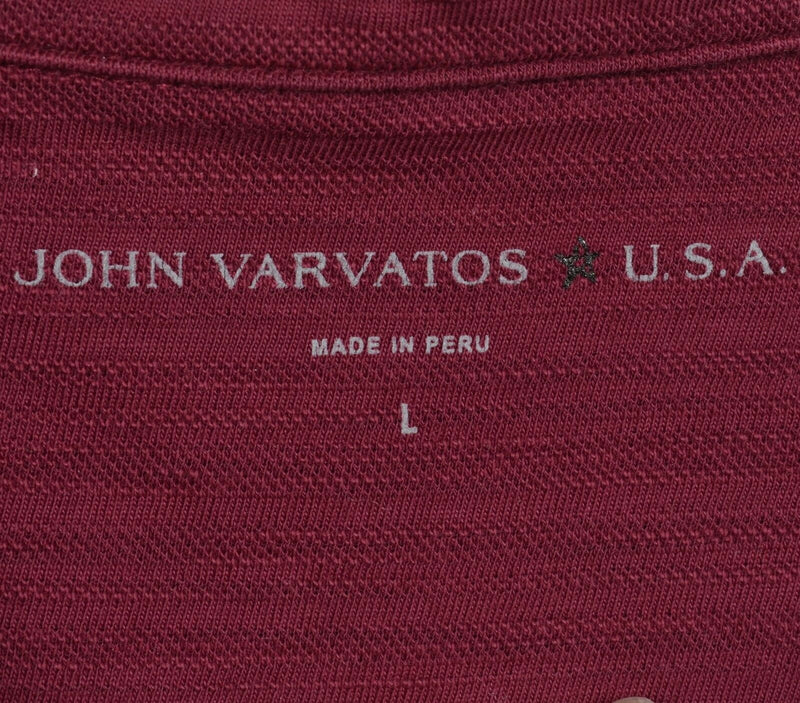 John Varvatos USA Men's Large Maroon Red Three Stars Embroidered Polo Shirt