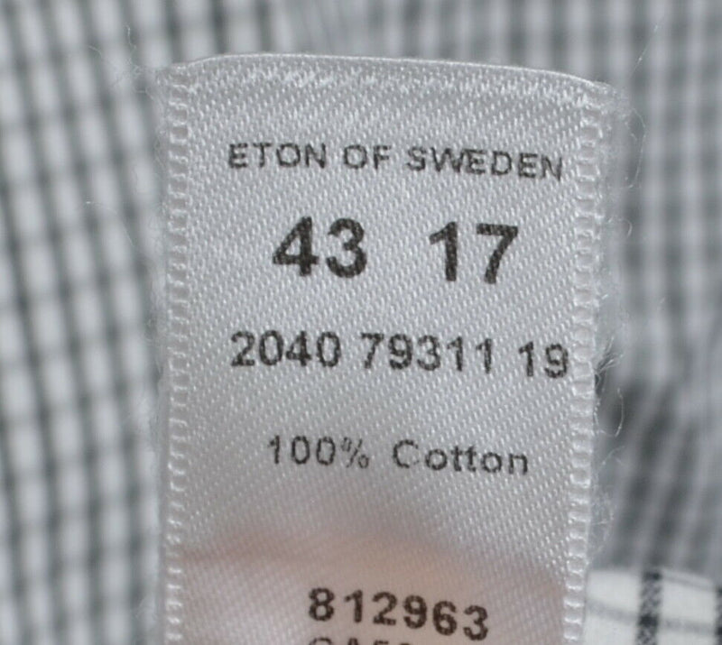 ETON Men's 43/17 Contemporary Fit White Black Check Button-Front Dress Shirt