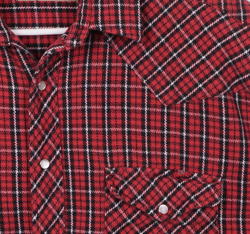 Big Mac Men's XLT Pearl Snap Red Plaid Heavy Flannel JCPenney Workwear Shirt