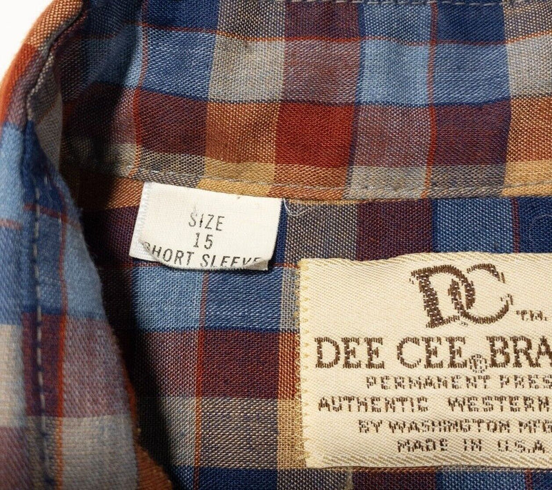 Dee Cee Western Shirt Men's 15 (Medium) Pearl Snap Vintage Rockabilly Check