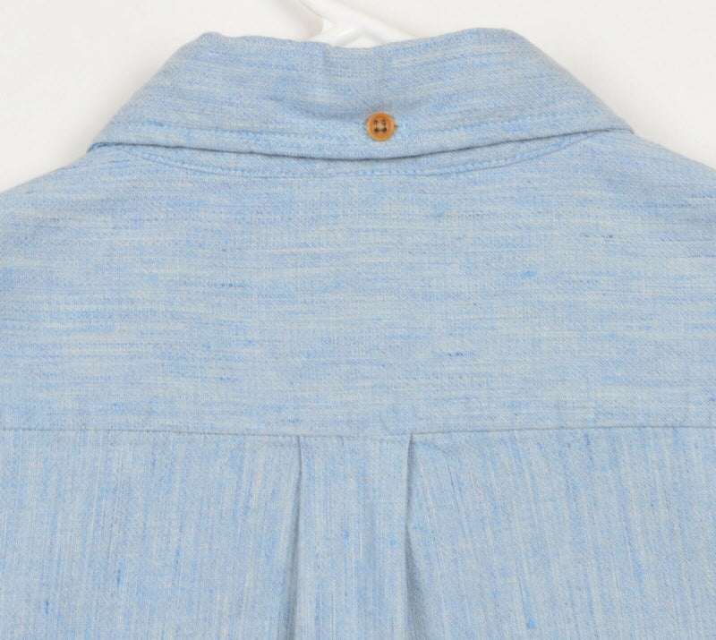 Chubbies The Nutter Men's Medium Blue Linen Blend Made in USA Long Sleeve Shirt