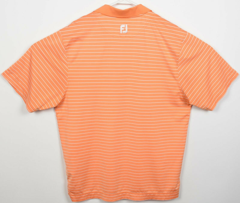 FootJoy Men's Medium Orange Striped FJ Golf Wicking Performance Polo Shirt