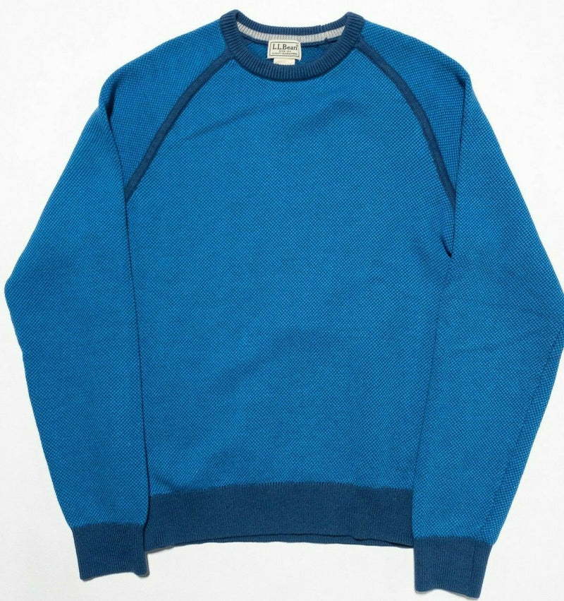 L.L. Bean Men's Small Cotton/CoolMax Solid Blue Performance Crewneck Sweater