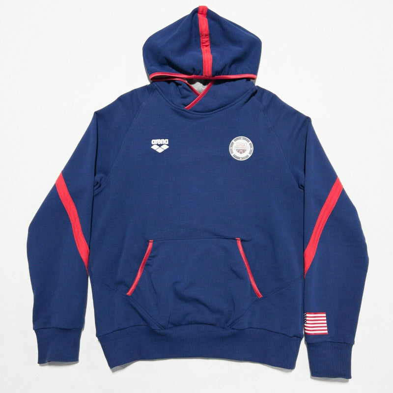 Arena USA Swimming Men's Medium Blue Red USA Flag Warm-Up Hoodie Sweatshirt