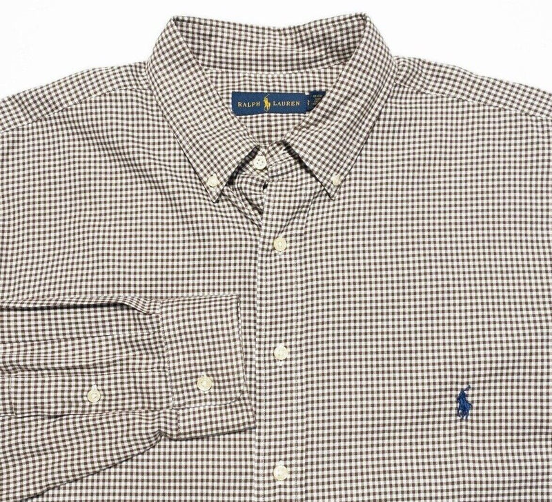 Polo Ralph Lauren Shirt XL Tall Men's Long Sleeve Button-Down Brown Check XLT