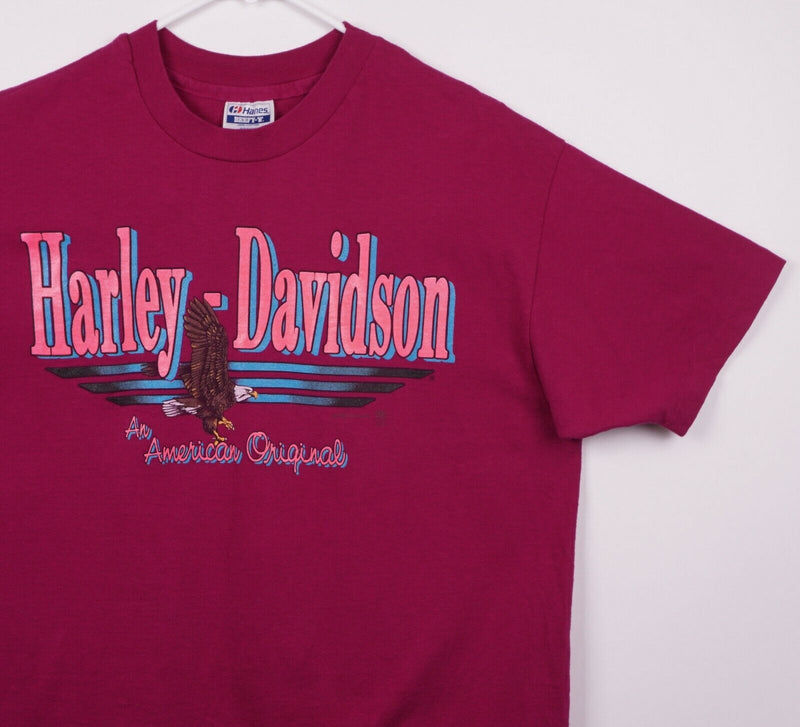 Vintage 80s Harley-Davidson Men's Sz XL American Original Eagle Purple T-Shirt