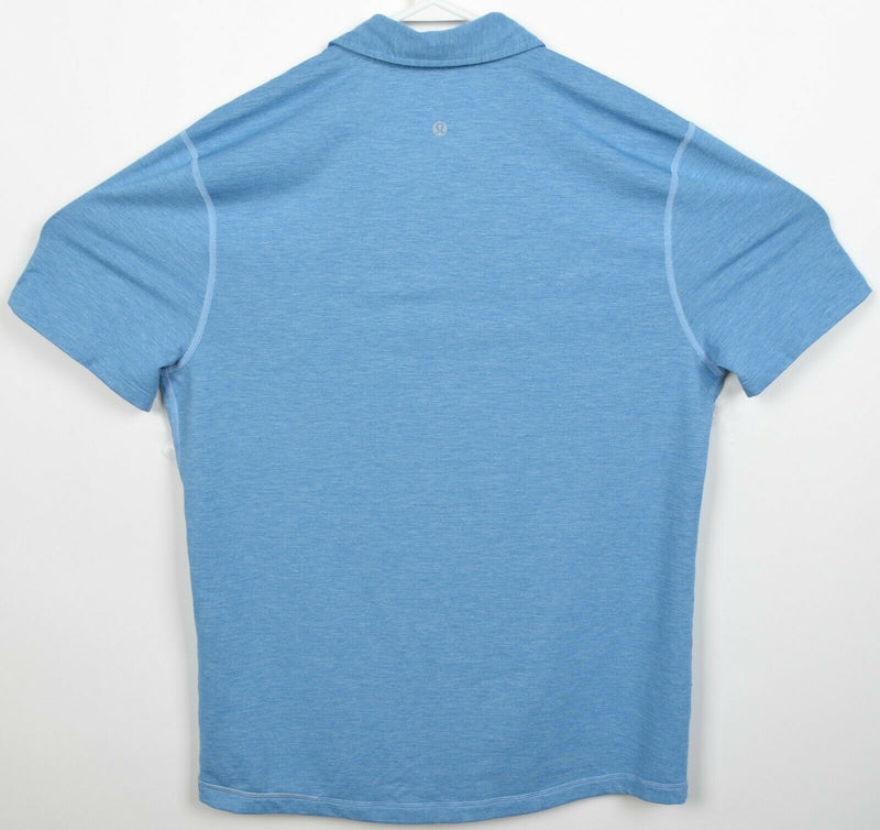 Lululemon Men's Large? Heather Blue Spread Collar Athleisure Wicking Polo Shirt