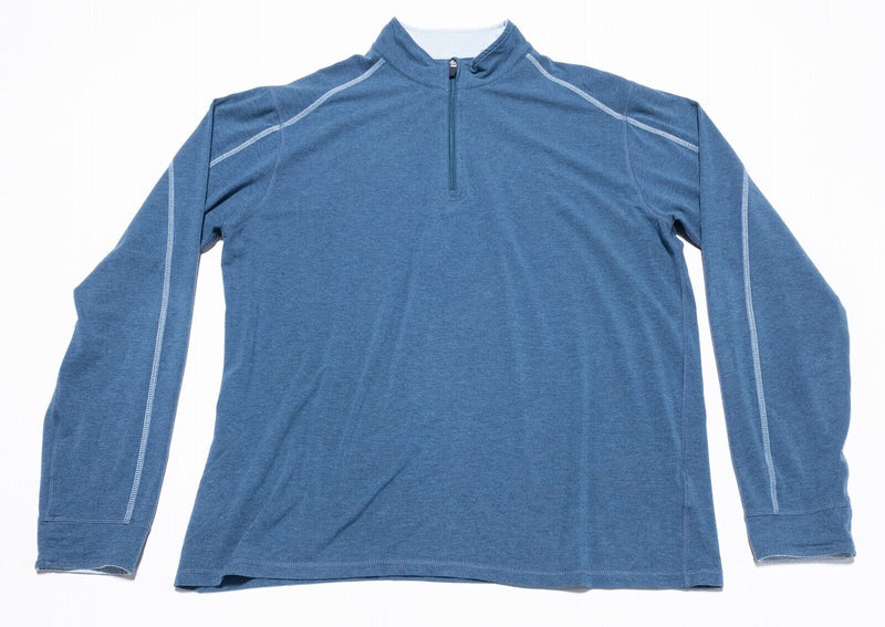 TASC Bamboo Shirt Men's Large 1/4 Zip Pullover Long Sleeve Blue Performance