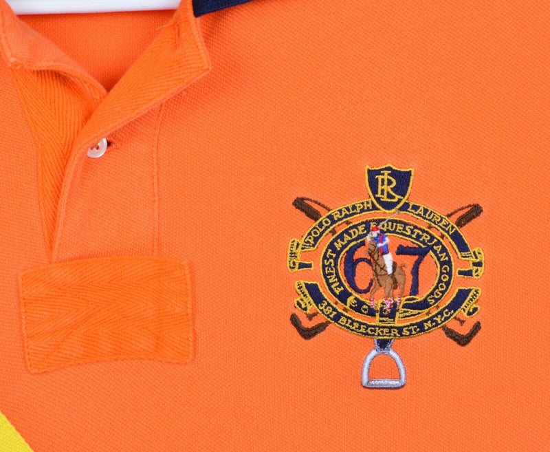 Polo Ralph Lauren Men's Sz Large Emboidered Equestrian Crest Orange Shirt