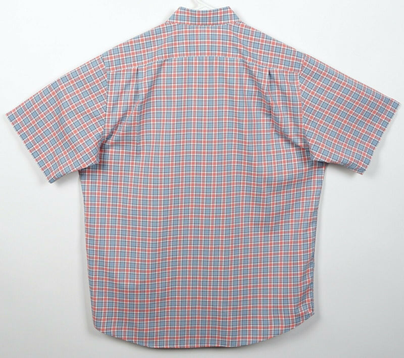 L.L Bean Men's Medium Traditional Pink Blue Plaid Wrinkle-Free Button-Down Shirt