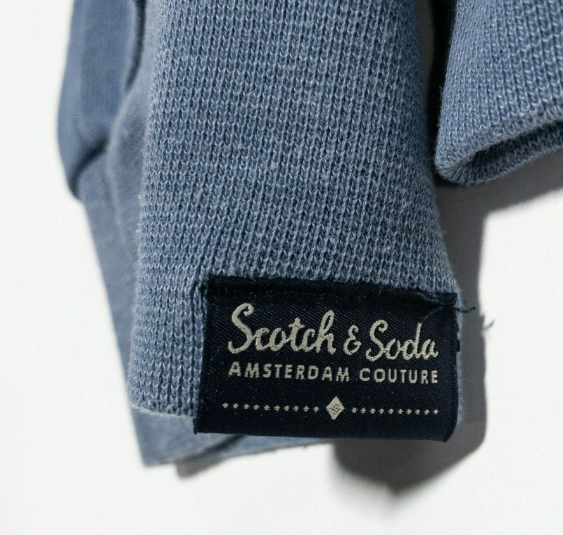 Scotch & Soda Men's Medium Palm Tree Logo Full Zip Hoodie Sweatshirt Blue