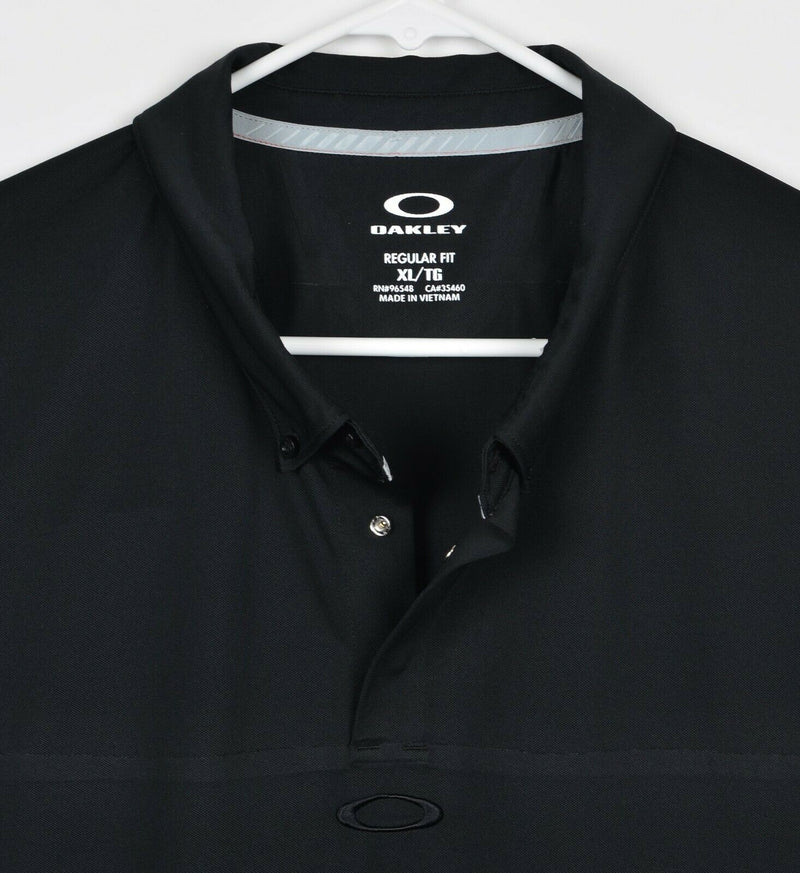 Oakley Hydrolix Men's Sz XL Regular Fit Snap Solid Black Golf Polo Shirt