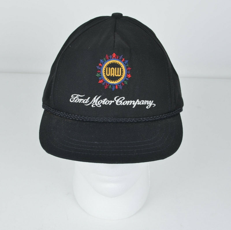 Vtg Ford Motor Company Men's UAW Union Black Rope Snapback Hat