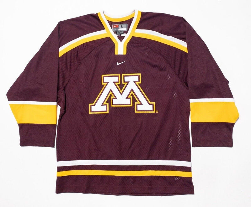 Minnesota Gophers Hockey Jersey Men's Large Nike Maroon Gold Center Swoosh