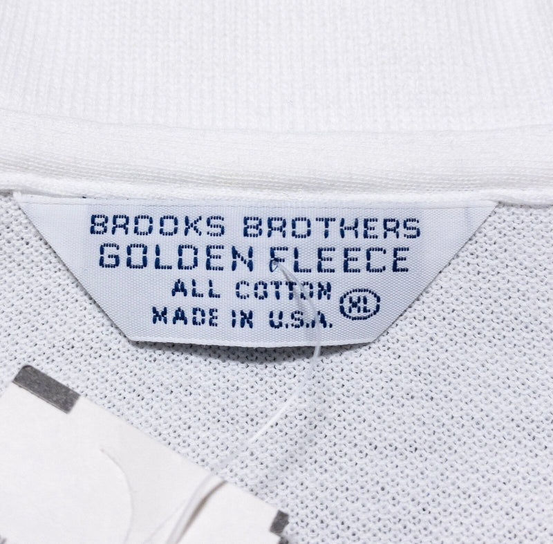 Vintage Brooks Brothers Polo Shirt Men's XL Golden Fleece Solid White USA 80s