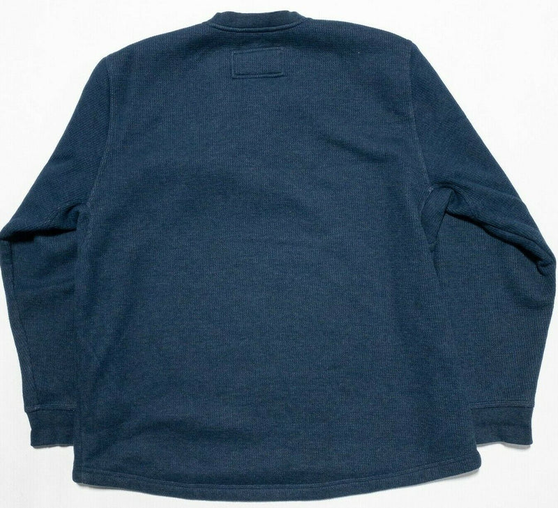 Katahdin Iron Works Men XL Sherpa Lined Snap Collar Navy Blue LL Bean Sweatshirt