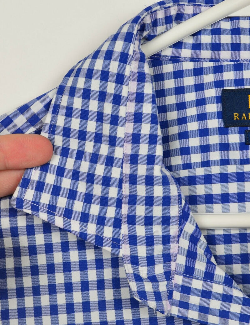 Polo Ralph Lauren Performance Men's Large Blue Check Wicking Nylon Button Shirt