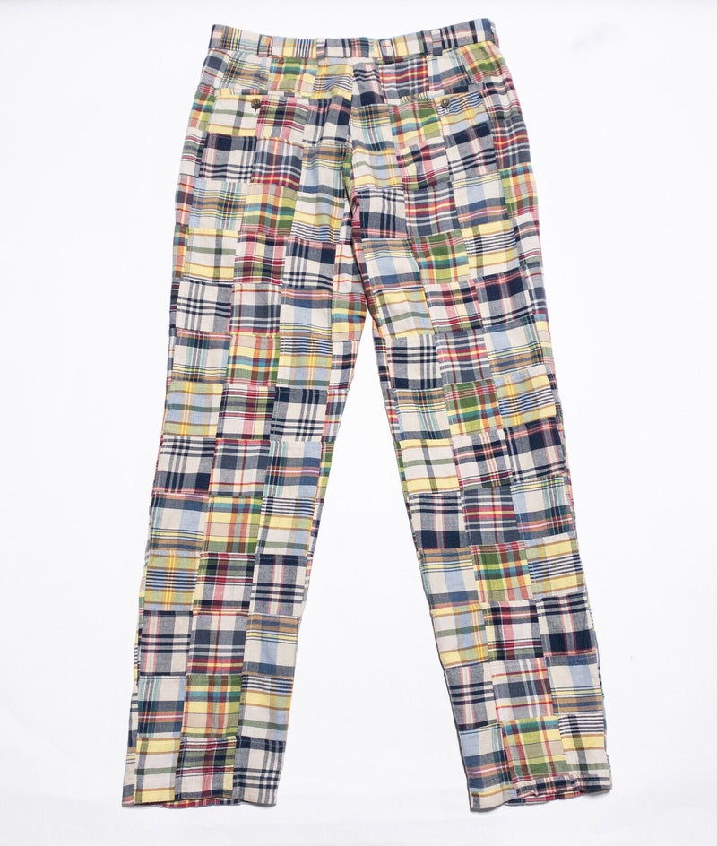 Brooks Brothers Madras Pants Men's 35x34 Patchwork Plaid Indian Madras Clark