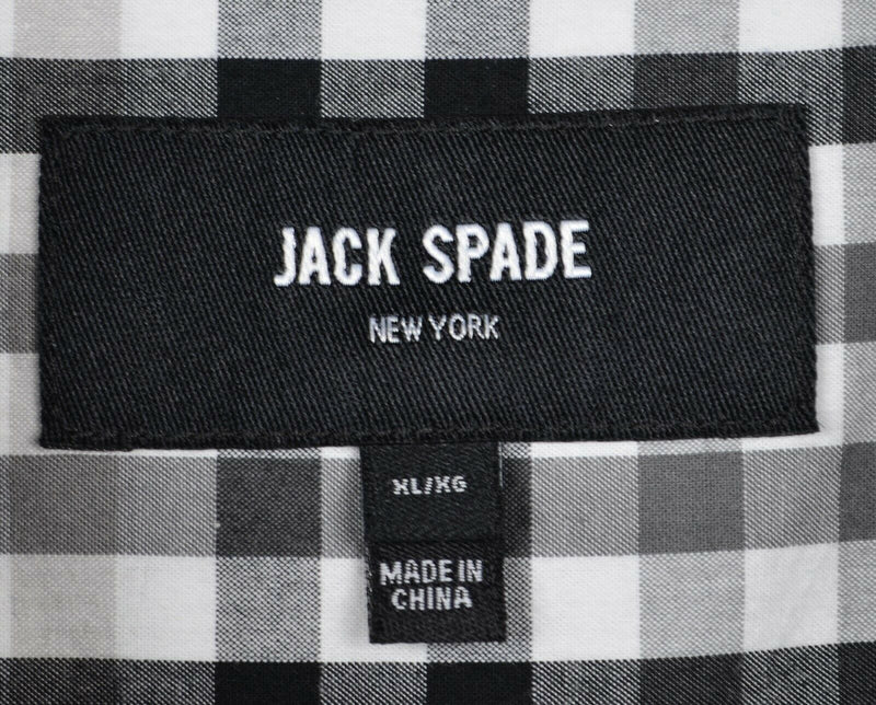 Jack Spade Men's Sz XL Black Gray Plaid Check Long Sleeve Shirt