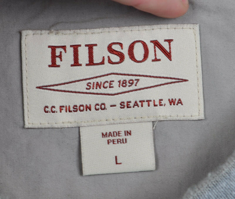 CC Filson Men's Sz Large Henley Collar Heather Gray Long Sleeve Shirt