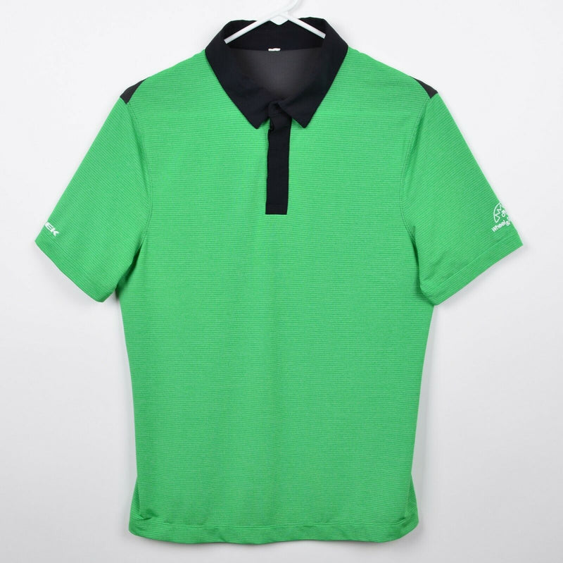 Lululemon Men's Sz Small? Green Trek Bicycles Short Sleeve Athleisure Polo Shirt