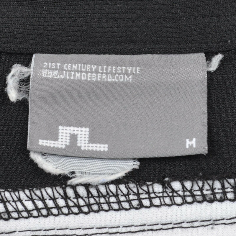 J. Lindeberg Men's Sz Medium Logo Back Black White Performance Golf Polo Shirt