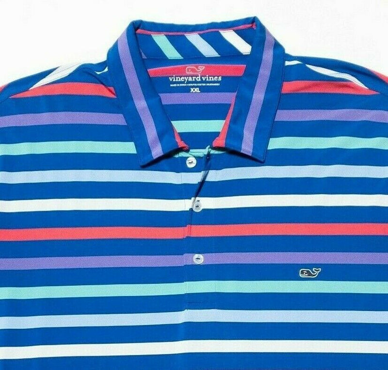 Vineyard Vines XXL Polo Men's Dewey Stripe Performance Golf Colorful Striped 2XL