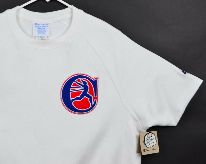 Champion Men's Sz Medium Reverse Weave Retro Logo Short Sleeve White Sweatshirt