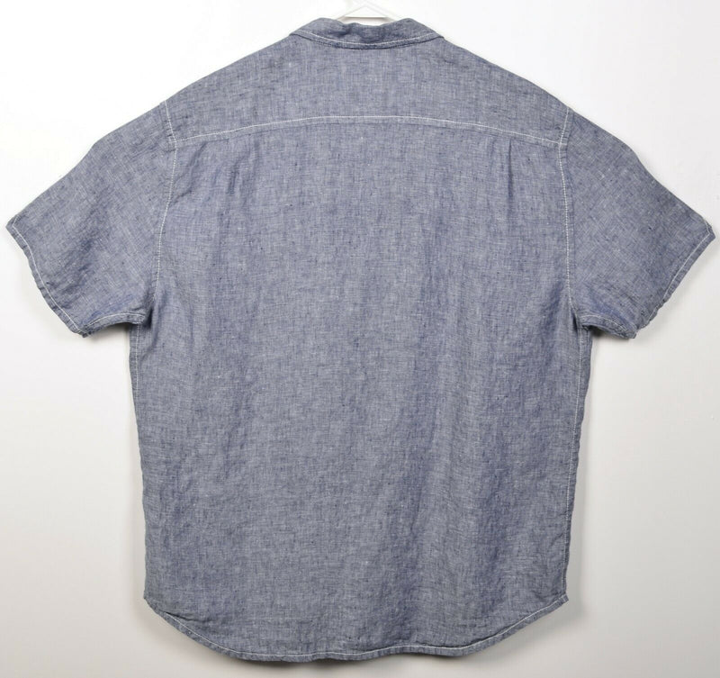 Tommy Bahama Men's XL 100% Linen Blue/Gray Resort Boho Button-Front Shirt