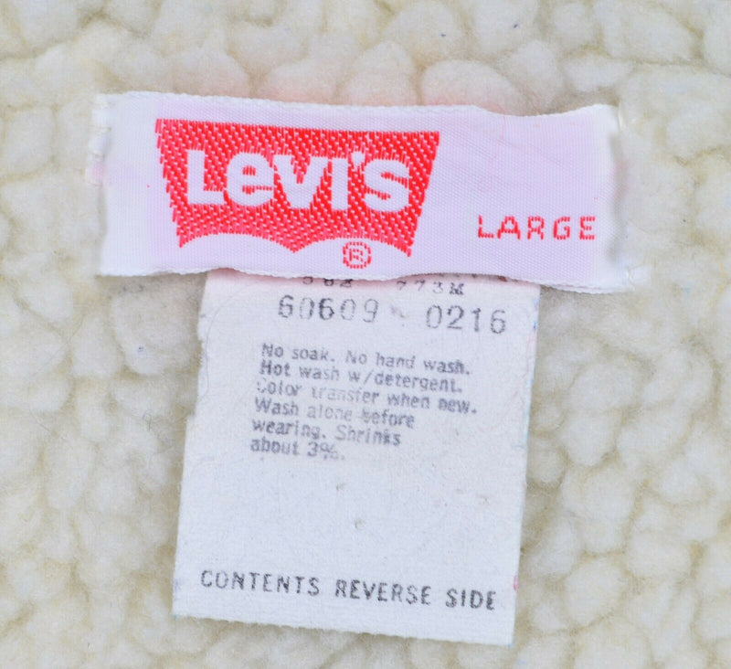 Vintage 70s Levi's Men's Large Sherpa Lined Orange Tab Denim Snap-Front Vest